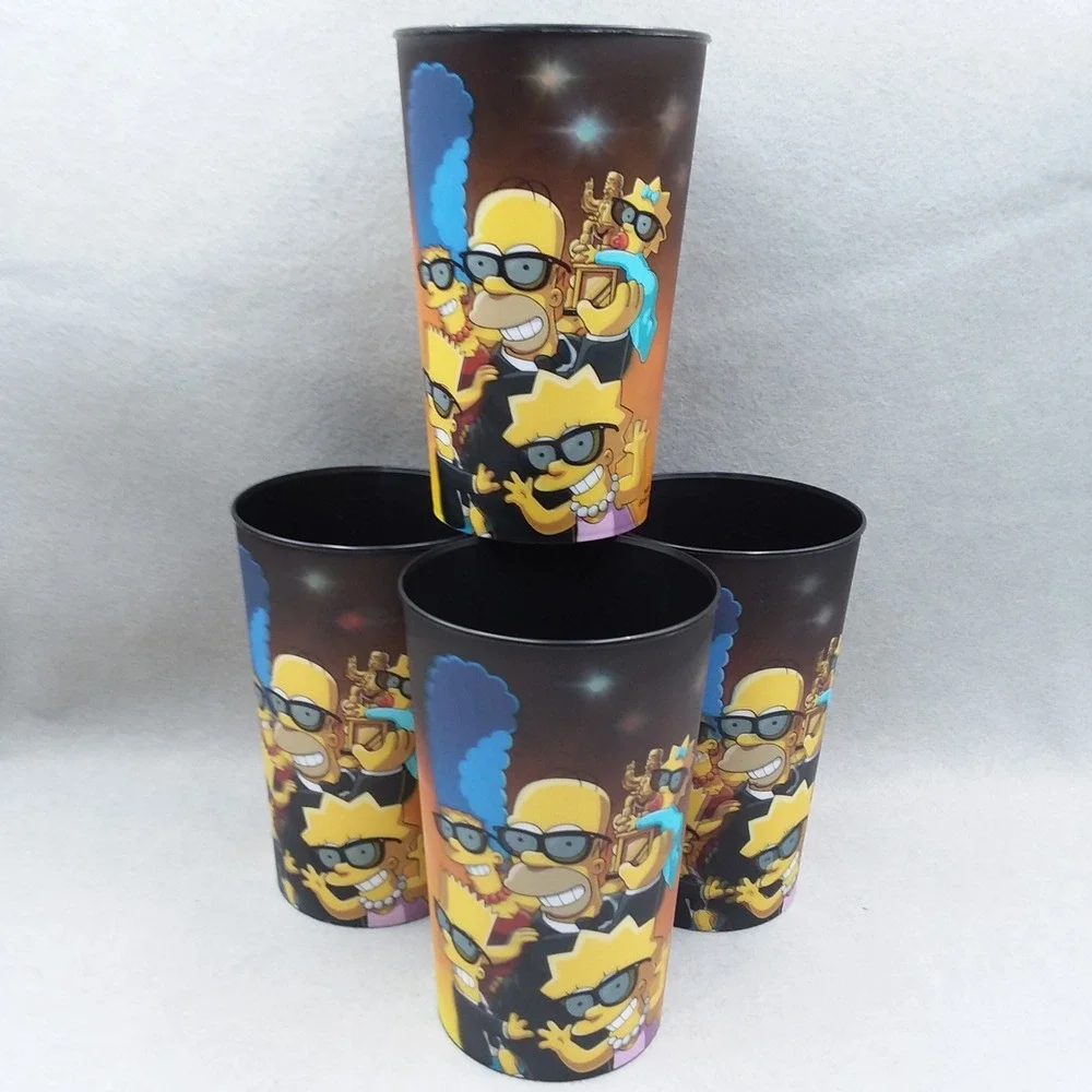 4 Simpsons 4D Universal Studios Hollywood Plastic Cup 32oz Tumblers BPA Free USA